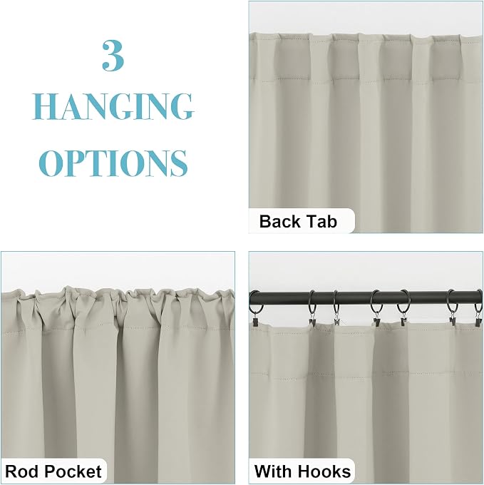 RYB HOME Blackout Curtains for Kitchen, Privacy Thermal Insulating Small Winow - Image 5