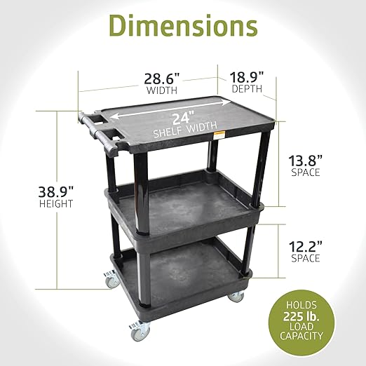 Pearington 3-Shelf Multipurpose Mobile Utility Cart - Image 6