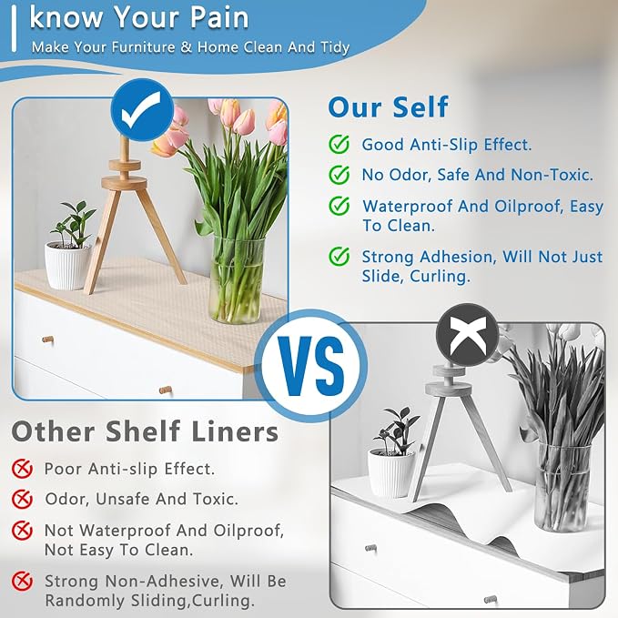 Self-Adhesive Shelf Liner Kitchen Liner, Waterproof Backed Paper Easy Peel and - Image 4