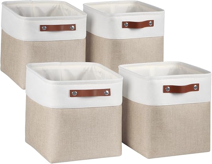 Univivi 4 PC Foldable Storage Baskets, 10.5 inch Fabric Storage Bins by Univivi