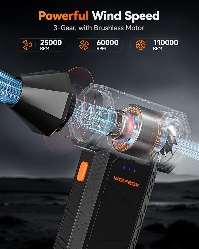 WOLFBOX MF50 Compressed Air Duster-110000RPM Super Power Electric Air Duster - Image 2