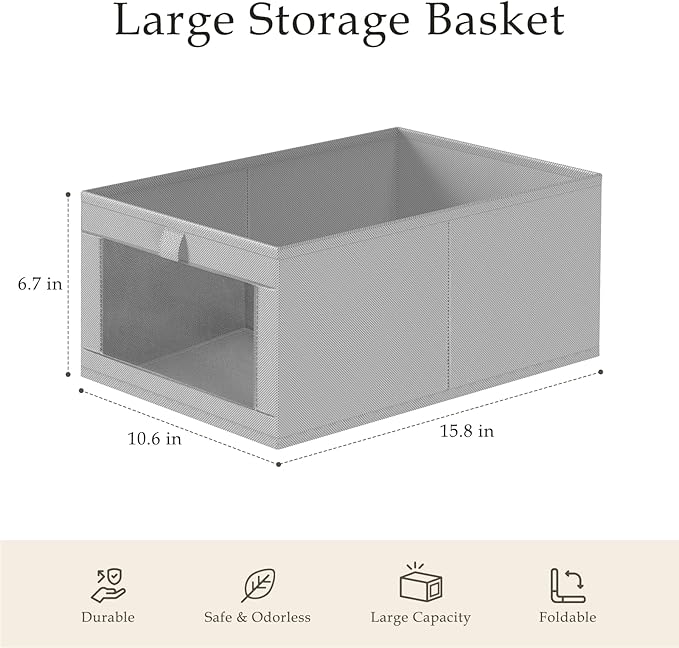 Criusia 6 Pack Linen Closet Organizers and Storage, Large Linen Closet Baskets - Image 3