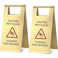 Kigley 2 Pcs Wet Floor Sign, 17 Inch Stainless Steel Caution Wet Floor Sign by Kigley