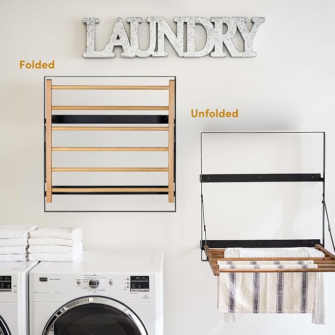TOMACE Wall Mounted Clothes Drying Rack Laundry Drying Rack Collapsible - Image 3
