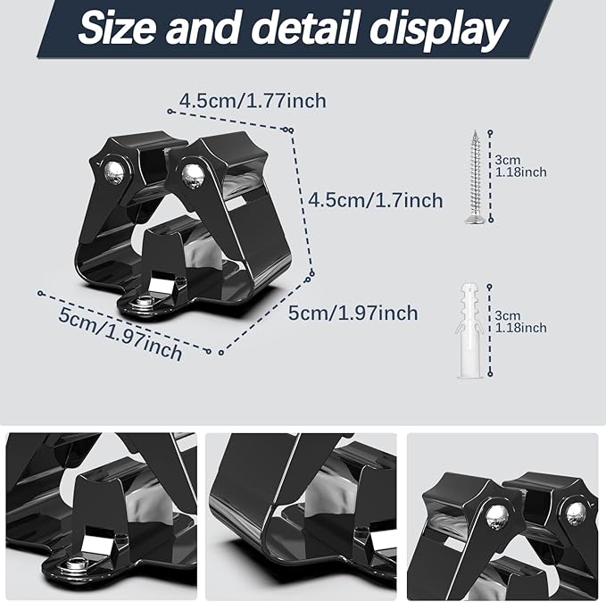 3-H Stainless Steel Broom Holder Wall Mount 4-Pack-Heavy Duty Mop Organizer - Image 4