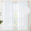 YoungsTex White Linen Semi Sheer Curtains 63 Inch Length by YoungsTex