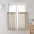Chyhomenyc Taupe Sheer Curtains 30 inch Length 2 Panels, Light Filtering Voile by Chyhomenyc