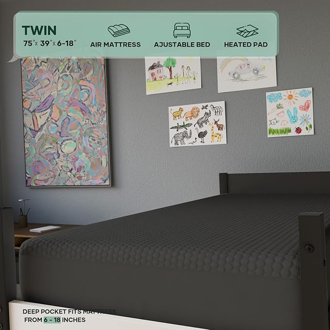 OhGeni 100% Waterproof Mattress Protector, Twin-Gray Size Mattress Pad - Image 4