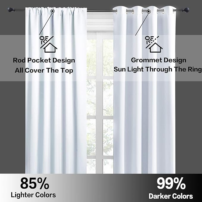 RYB HOME 45 inch Curtains for Kitchen Room Darkening Privacy Mini Curtain for - Image 5