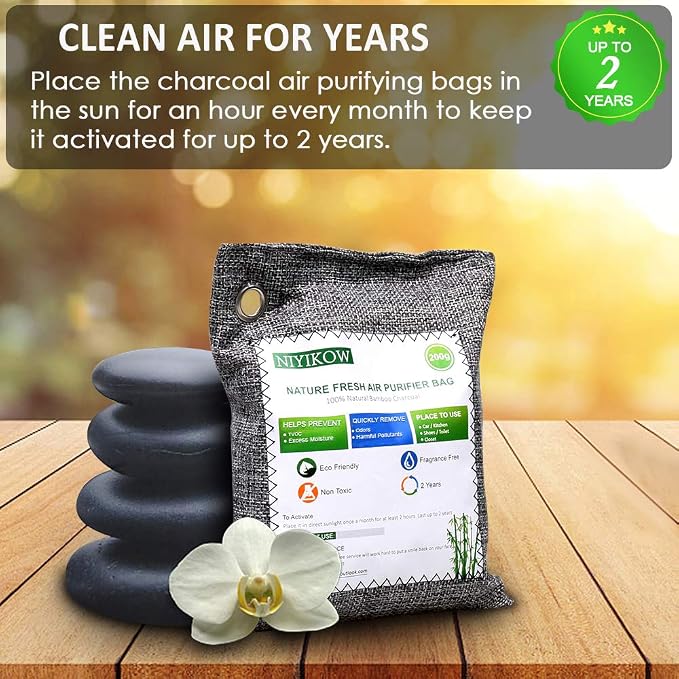 NIYIKOW Charcoal Bags Odor Absorber, Nature Fresh Bamboo Charcoal Air Purifying - Image 7