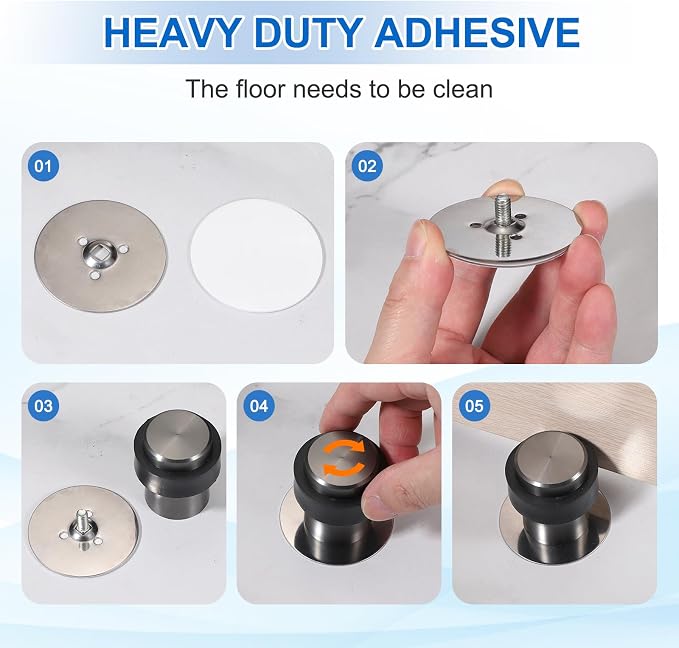PATIKIL 2Set Round Door Stoppers, 80mm Stainless Steel Door Stop Doorstop Wedge - Image 5