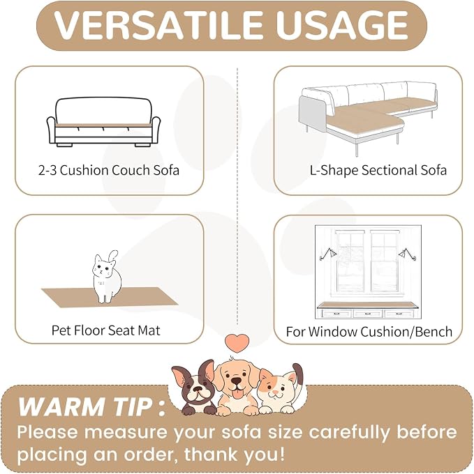 OTOB Couch Covers for Dogs Washable, Non Slip Plush Sofa Cover Kids Pet - Image 5