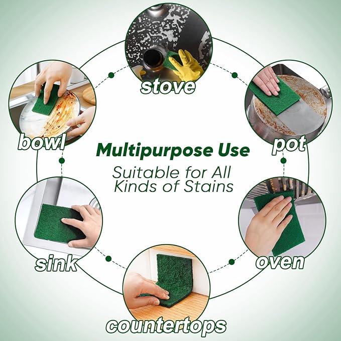HOMEXCEL Heavy Duty Scouring Pad, 24 Pack Green Scrubbing Pads, Dish Scrubber - Image 2