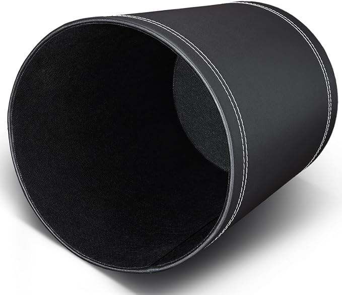 KINGFOM 3 Pack PU Leather Small Office Trash Can Wastebasket, Round Garbage - Image 6