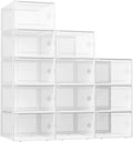 Kuject XX-Large Shoe Storage Boxes Organizers Clear Plastic Stackable 12 Pack by Kuject