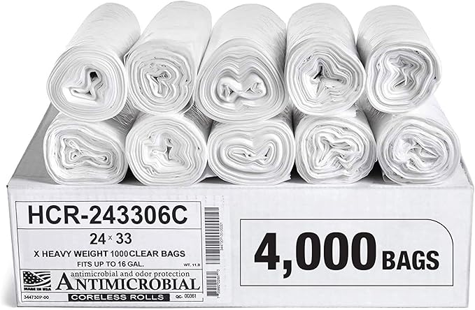 Aluf Plastics High Density Trash Bags, 16 Gallon, 6 Micron, by AlufPlastics