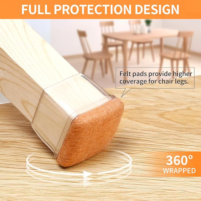 Ezprotekt 24 Pcs Clear Square Chair Leg Floor Protectors - Image 3