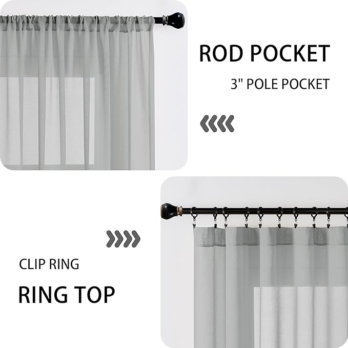 Tollpiz Sheer Curtains Closet Linen Textured Curtain Sheers Doorway Light - Image 5