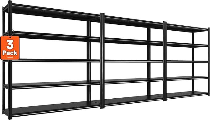 72" H Garage Shelving 2000LBS Heavy Duty Storage Shelves Adjustable 5 Tier by Howzone