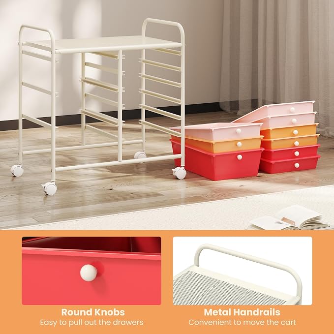 GOFLAME 9-Drawer Rolling Storage Cart, Mobile Utility Cart - Image 5