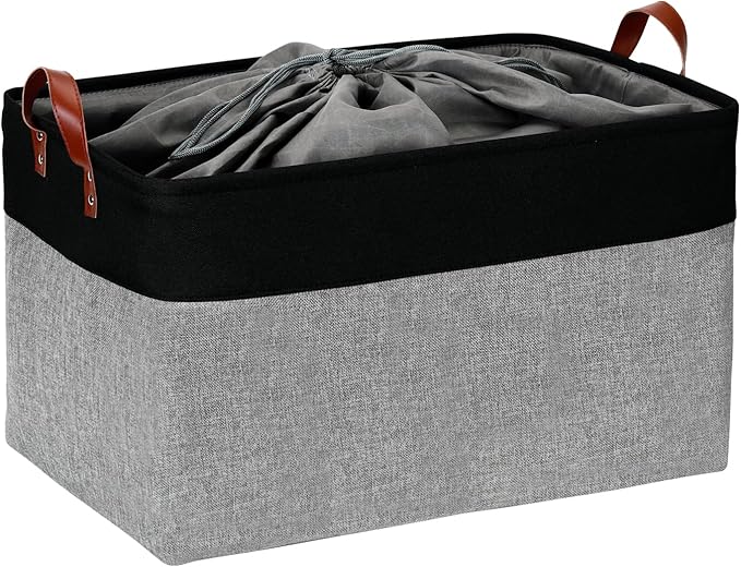 DULLEMELO Extra Large Canvas Fabric Storage Basket, 70L Foldable Closet Storage by DULLEMELO