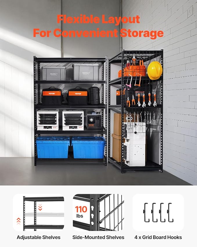 VEVOR Storage Shelves, 3000 lbs, 5 Tier Heavy Duty Garage Shelving, - Image 5