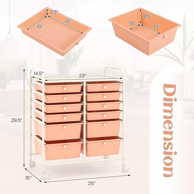 GOFLAME 12-Drawer Rolling Storage Cart, Mobile Utility Cart - Image 3