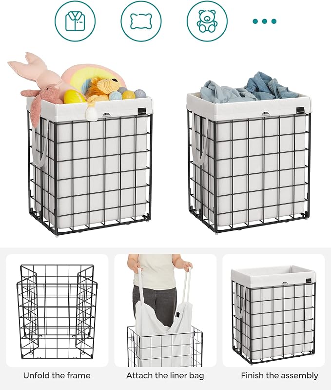 SONGMICS Laundry Hamper, 23.8 Gal. Laundry Basket, Collapsible Clothes Hamper - Image 7