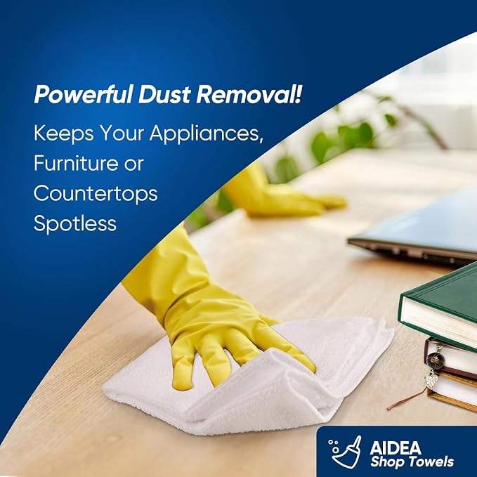 AIDEA Microfiber Cleaning Cloth White-100PK, Absorbent Cleaning Rags, - Image 3