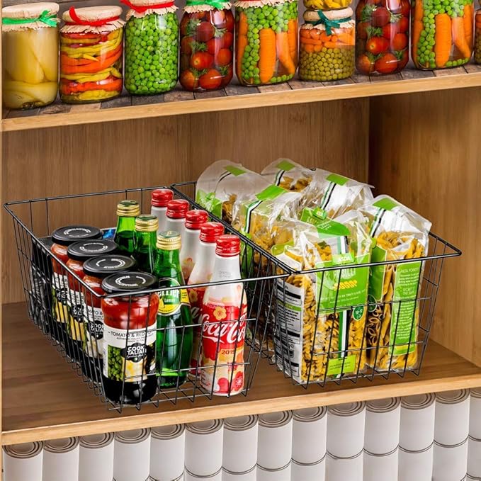 SANNO Freezer Baskets Wire Storage Baskets Closet Baskets Bin Farmhouse - Image 2