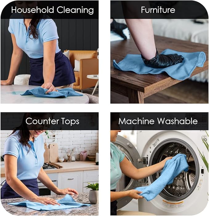 Avalon Towels Microfiber Cleaning Cloths Size 16" x 16", Highly Absorbent - Image 3