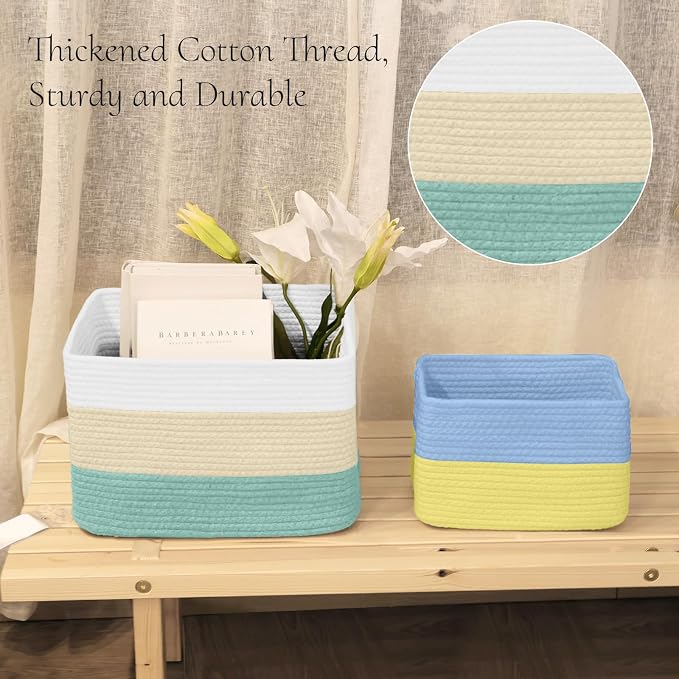 Hopegiver Woven Storage Baskets 15x11x10 Inch, 1 Pack Collapsible Cube Storage - Image 3