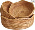 Rattan Bread Basket, Hand Woven Fruit Basket, Wicker Serving Basket Bowl by XIMISISE