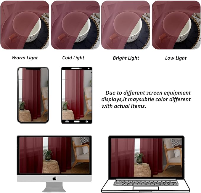 Chyhomenyc Sheer Tier Curtains 24 Inch Length, Small Cute Window Curtains - Image 7