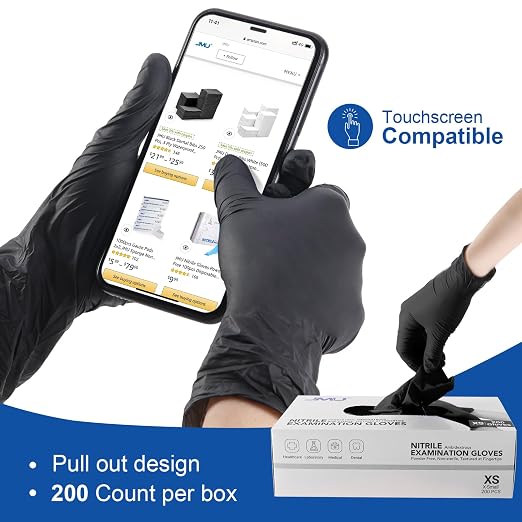 JMU Medical Nitrile Exam Gloves XL, 3.5Mil Disposable Black Nitrile Gloves - Image 6