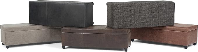 SIMPLIHOME Avalon 48 inch Wide Contemporary Rectangle Storage Ottoman Bench in - Image 13