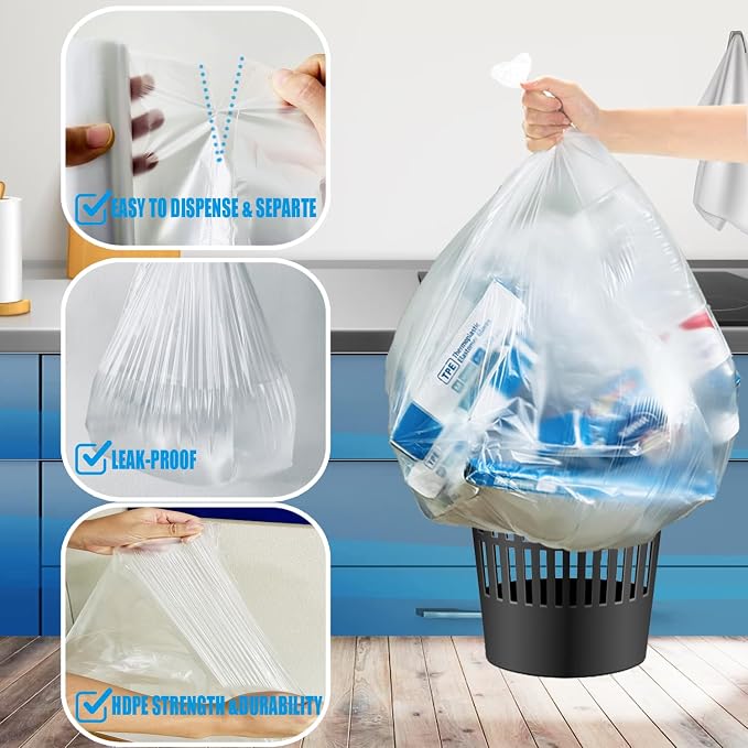 33 Gallon Trash Bags, Heavy Duty Clear Plastic Recycling Bags, Construction - Image 4