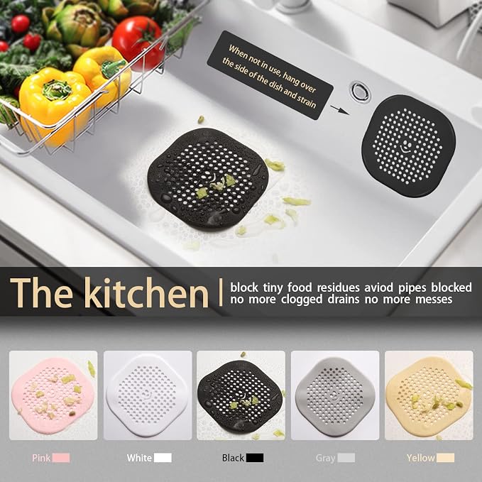 2 Pack Drain Hair Catcher Silicone Drain Cover Hair Stopper - Image 3