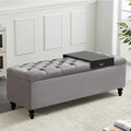Storage Ottoman 50.2 Inches Upholstered Fabric Storage Ottoman Bench，Button by LivingGiving