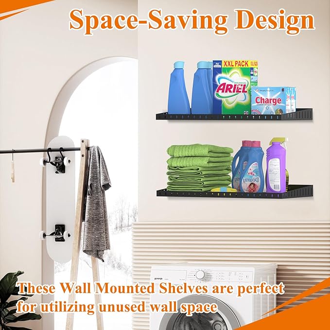 PEKGRIL 2 Pack Garage Wall Shelf, 1X2 Ft Heavy Duty Garage Shelving, Wall - Image 6