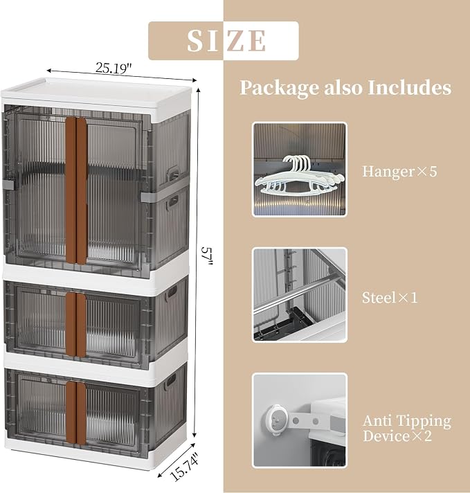 HAIXIN Closet Organizers and Storage, 77.6 Gal Stackable Bins, Wardrobe - Image 3