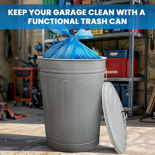 Plexon Round Trash Can 13 Gallon, Vintage Metal Outdoor Trash Can - Image 4