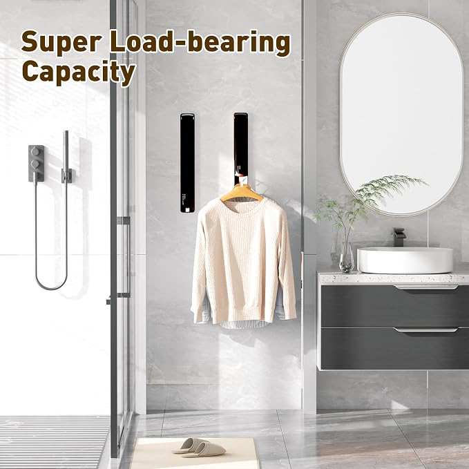 Clothes Drying Rack, Laundry Room Wall Mounted Retractable Clothes Hanger - Image 5
