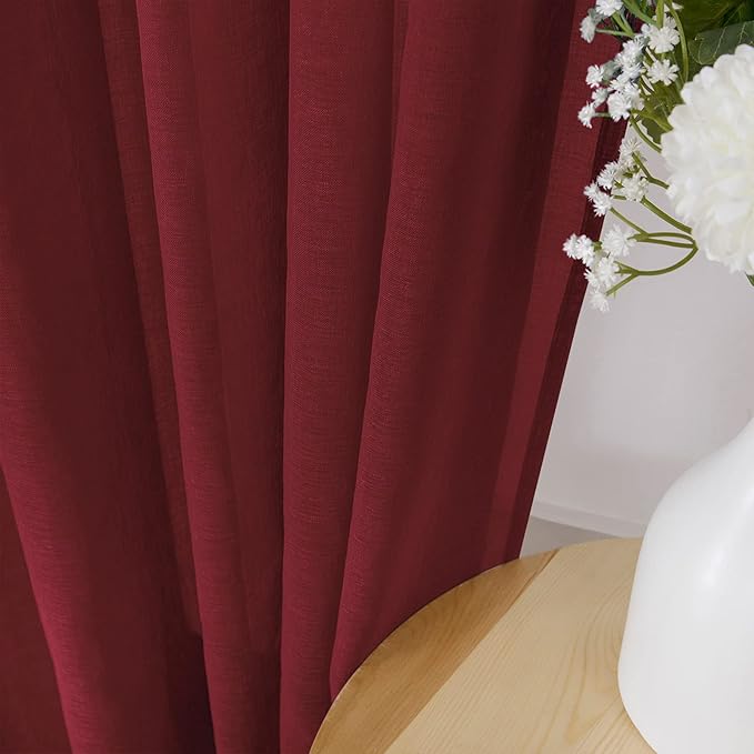 Tollpiz Short Sheer Tier Curtains Linen Textured Half Kitchen Curtain Sheers - Image 3