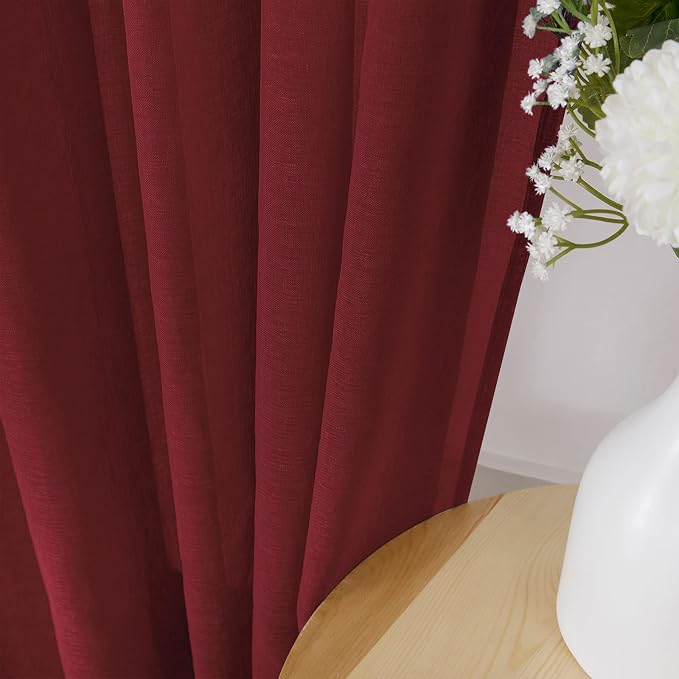 Tollpiz Short Sheer Curtain Living Room Linen Textured Curtains Sheer Light - Image 3