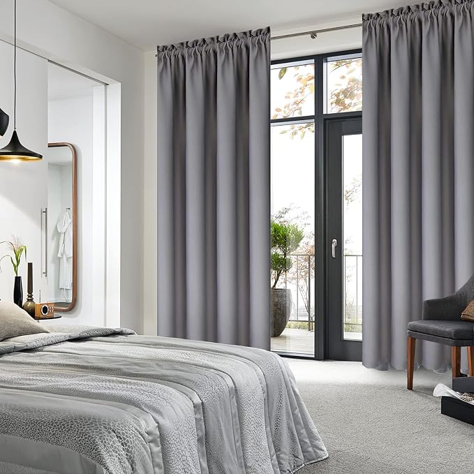 DWCN Short Grey Blackout Curtains - Image 2