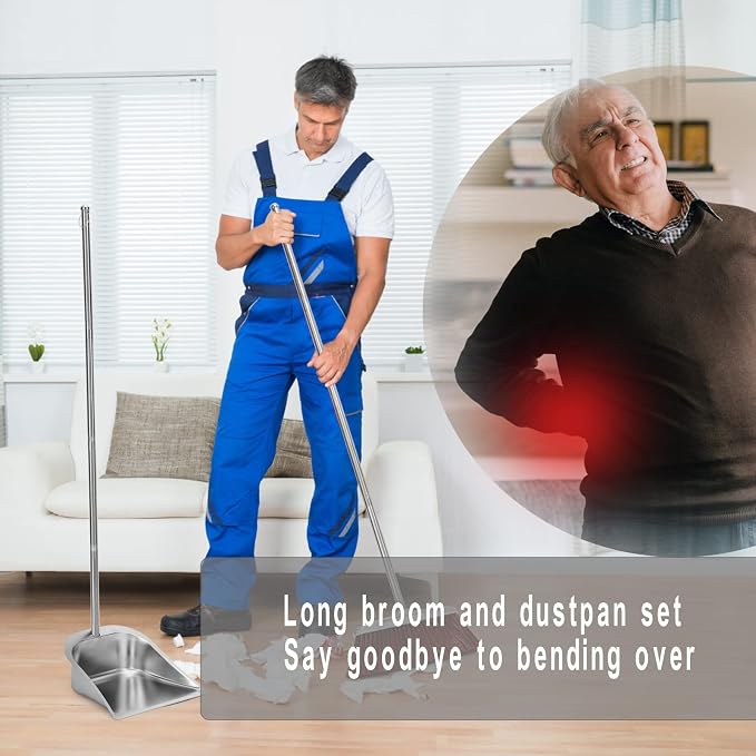 Broom and Dustpan Set for Home, Heavy Duty Dustpans - Image 2