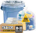 Tasker 30-33 Gallon Clear Trash Bags Heavy Duty Large Plastic Bags by Tasker
