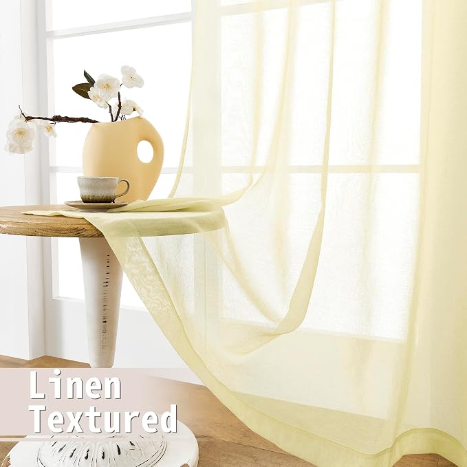 Tollpiz Short Sheer Door Curtains Closet Linen Textured Curtains Sheer Doorway - Image 4