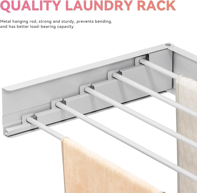 APEXCHASER Wall Mounted Clothes Drying Rack, Laundry Drying Rack Retractable - Image 4